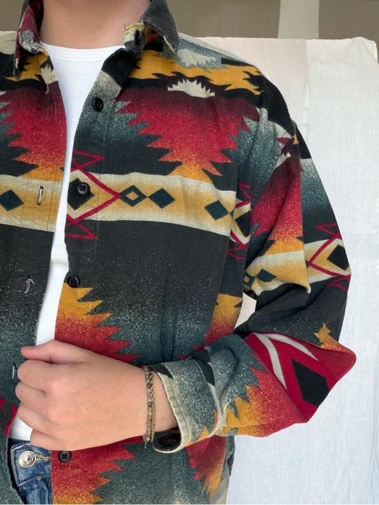 vintage woolrich aztec western button up 100% cotton fits size S-M - Picture 2 of 5